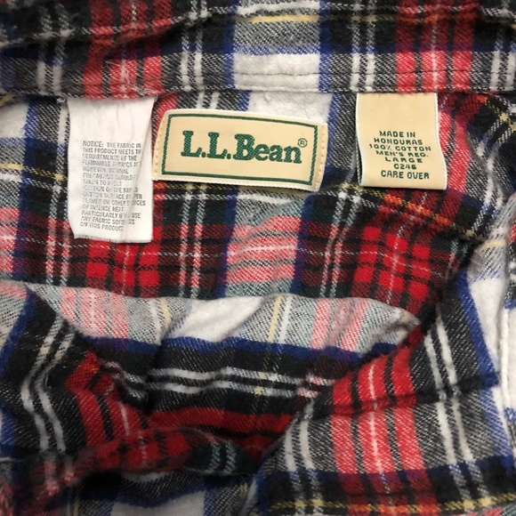 LL Bean Men's Scotch Plaid Flannel Shirt, Traditional Fit, Size Large - Picture 4 of 5